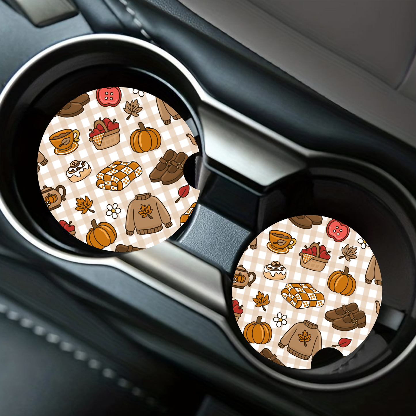Fall Gingham Car Coaster