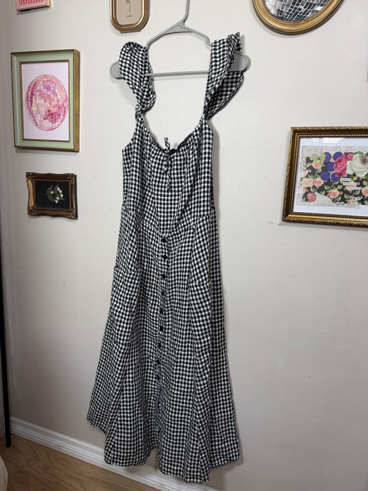 Size 16 Black White Gingham Midi Dress