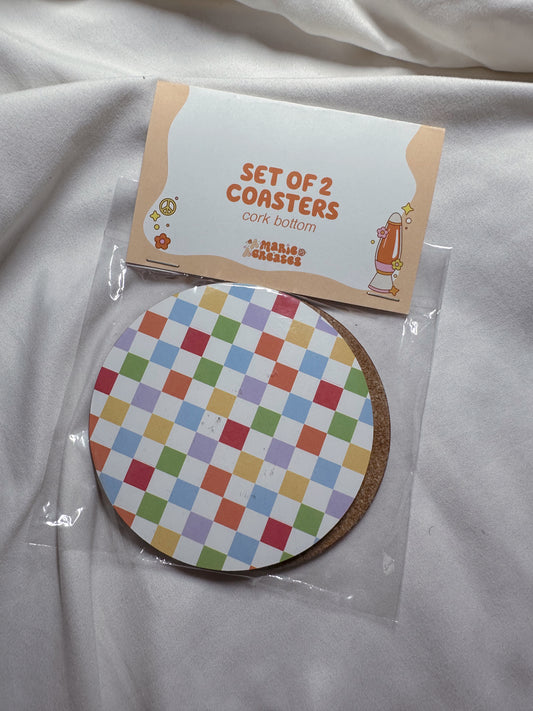 Rainbow Checkered Coaster