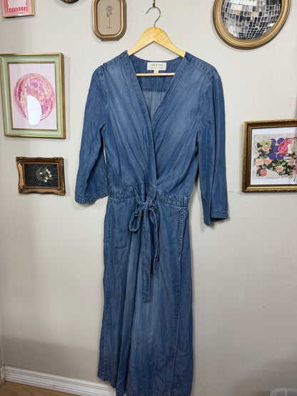 Large Chambray Tie Jumpsuit