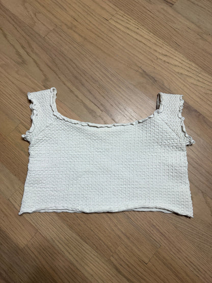 Medium White Smocked Crop Top