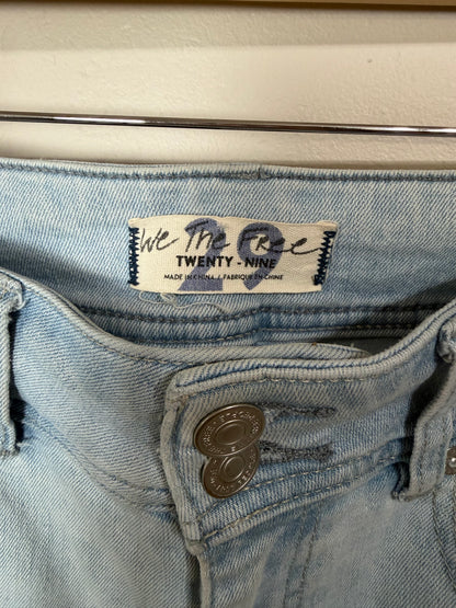 Size 29 Light Washed Slim Straight Jeans w/ Raw Hem Ankle