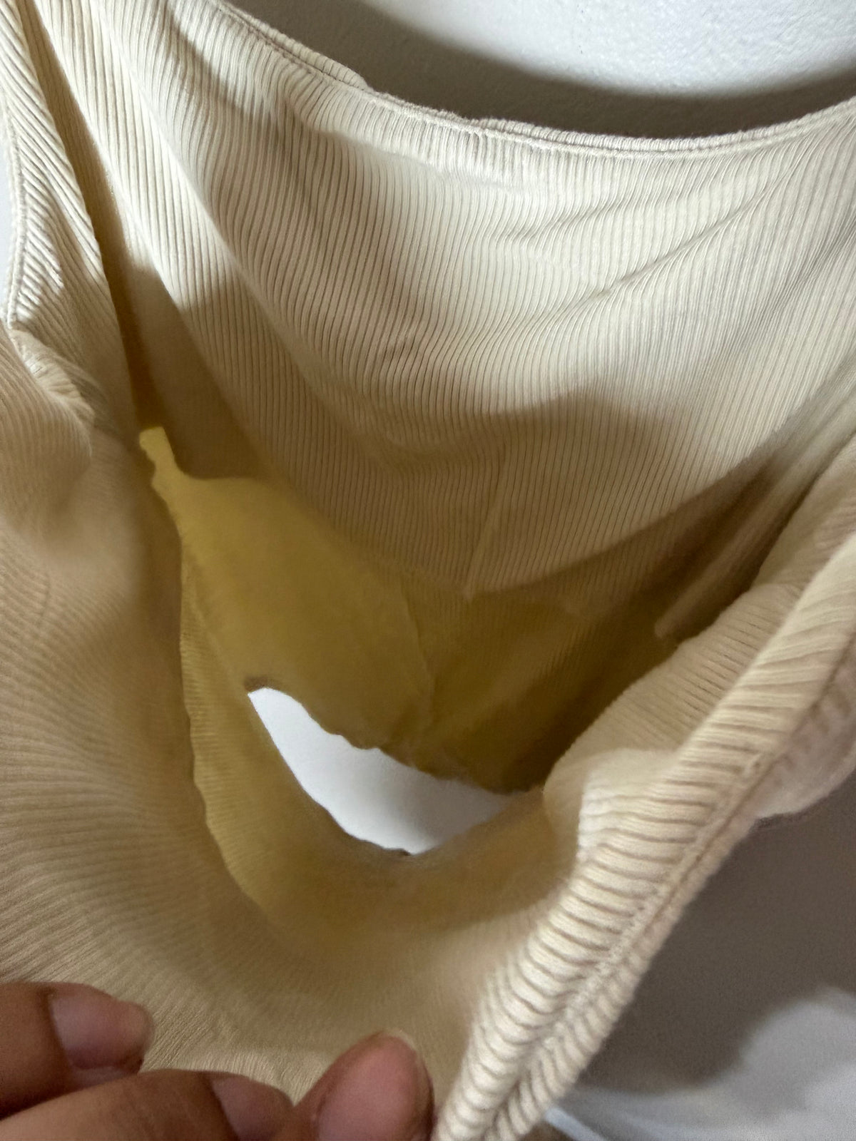 Small Cream Flowy Tank w/ Thin Straps & Ribbed Texture