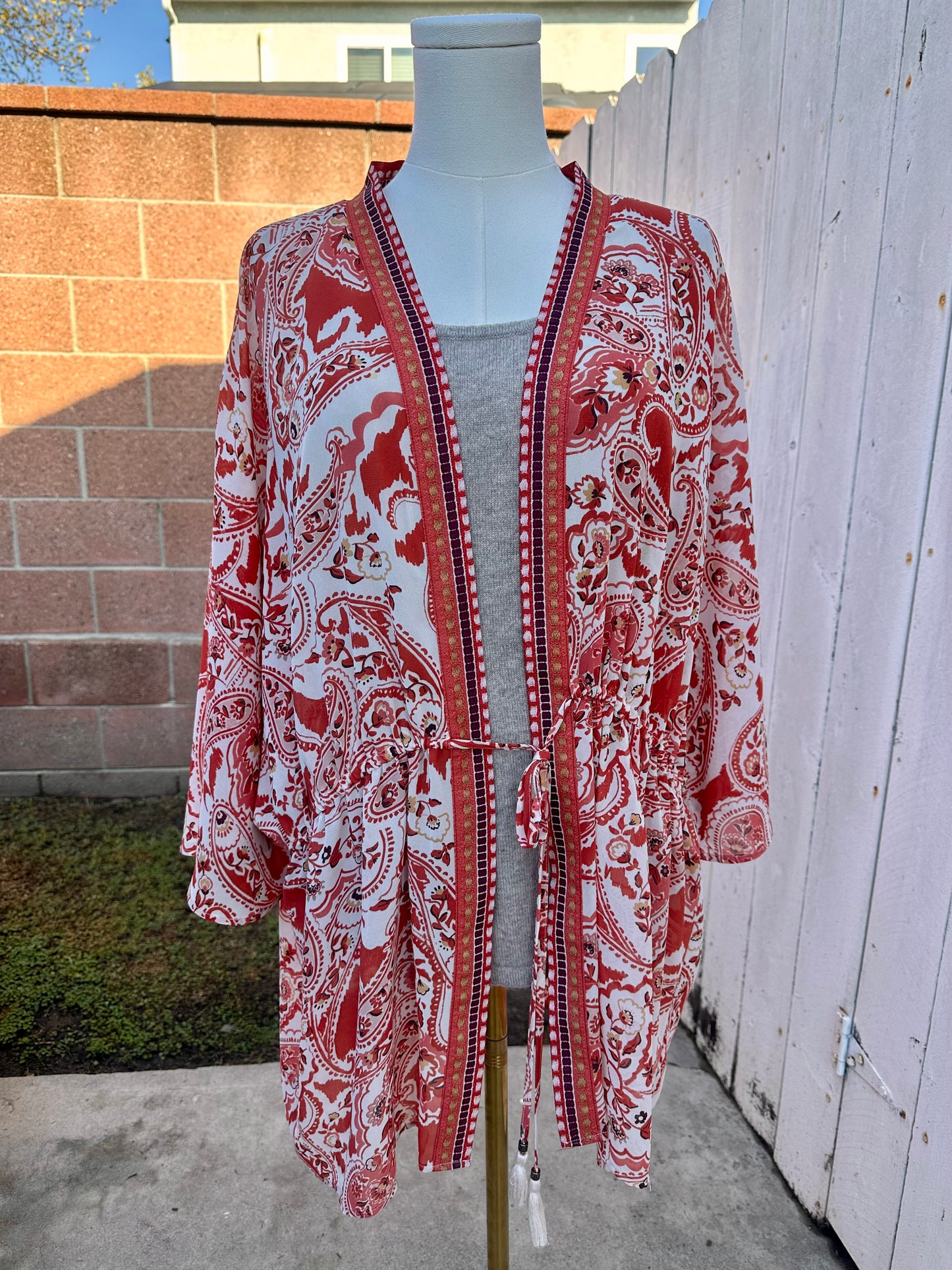 L/XL Floral Burnt Orange Kimono