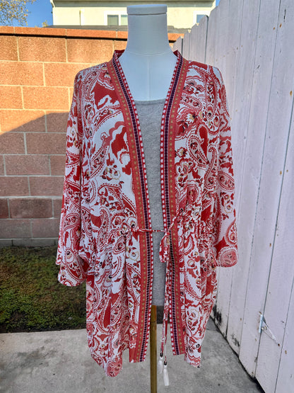 L/XL Floral Burnt Orange Kimono