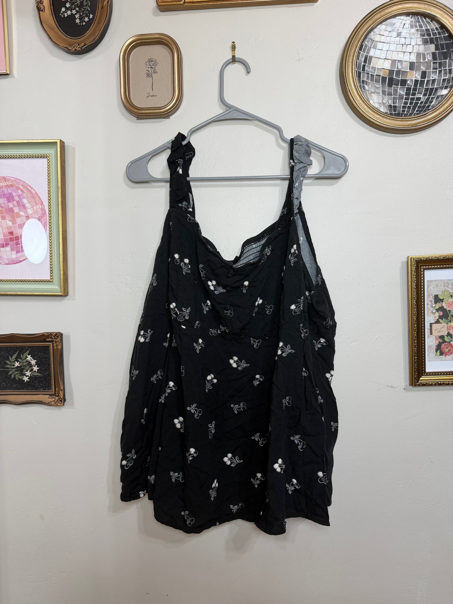 4x Cherry Peplum Challis Corset Tank Top