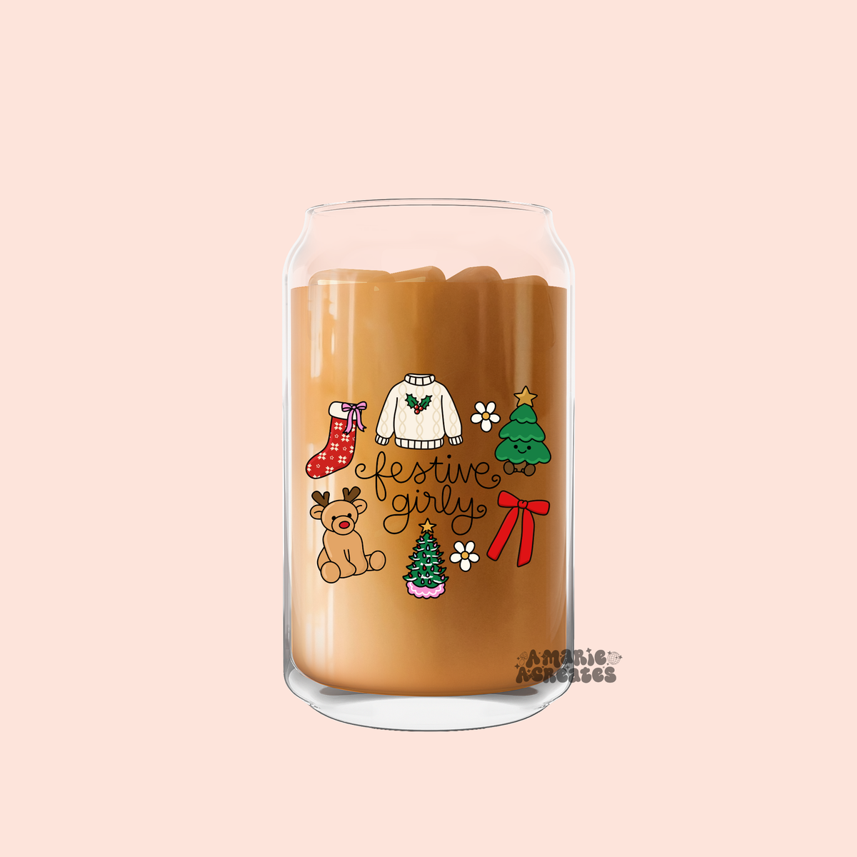 Festive Girly Glass Cup