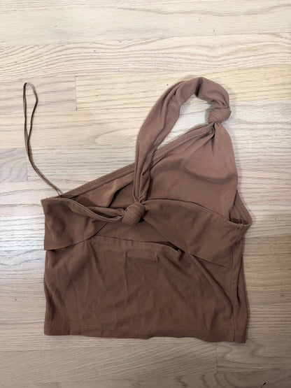 Small Brown One Shoulder Tank w/ Open Back Cut Out