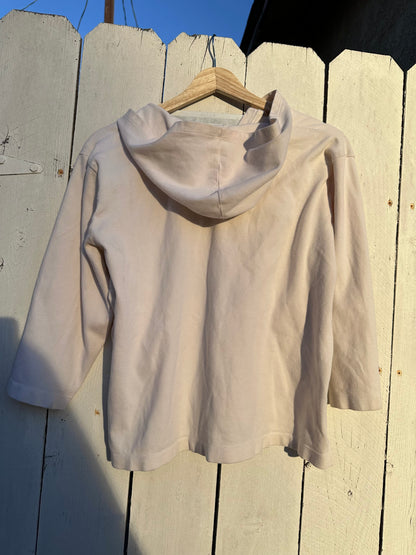 Small Cream Q Sleeve Hooded Top