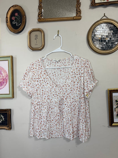 XL White Floral Top