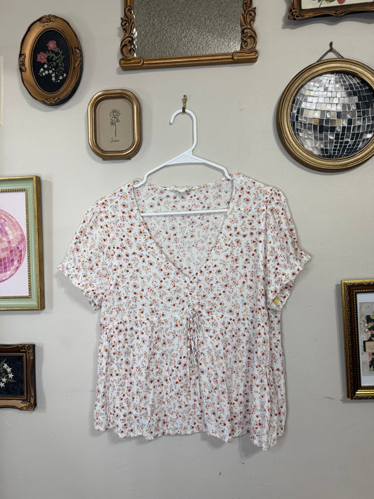 XL White Floral Top