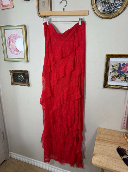 XXL NWT Red Lace Maxi Strapless Dress