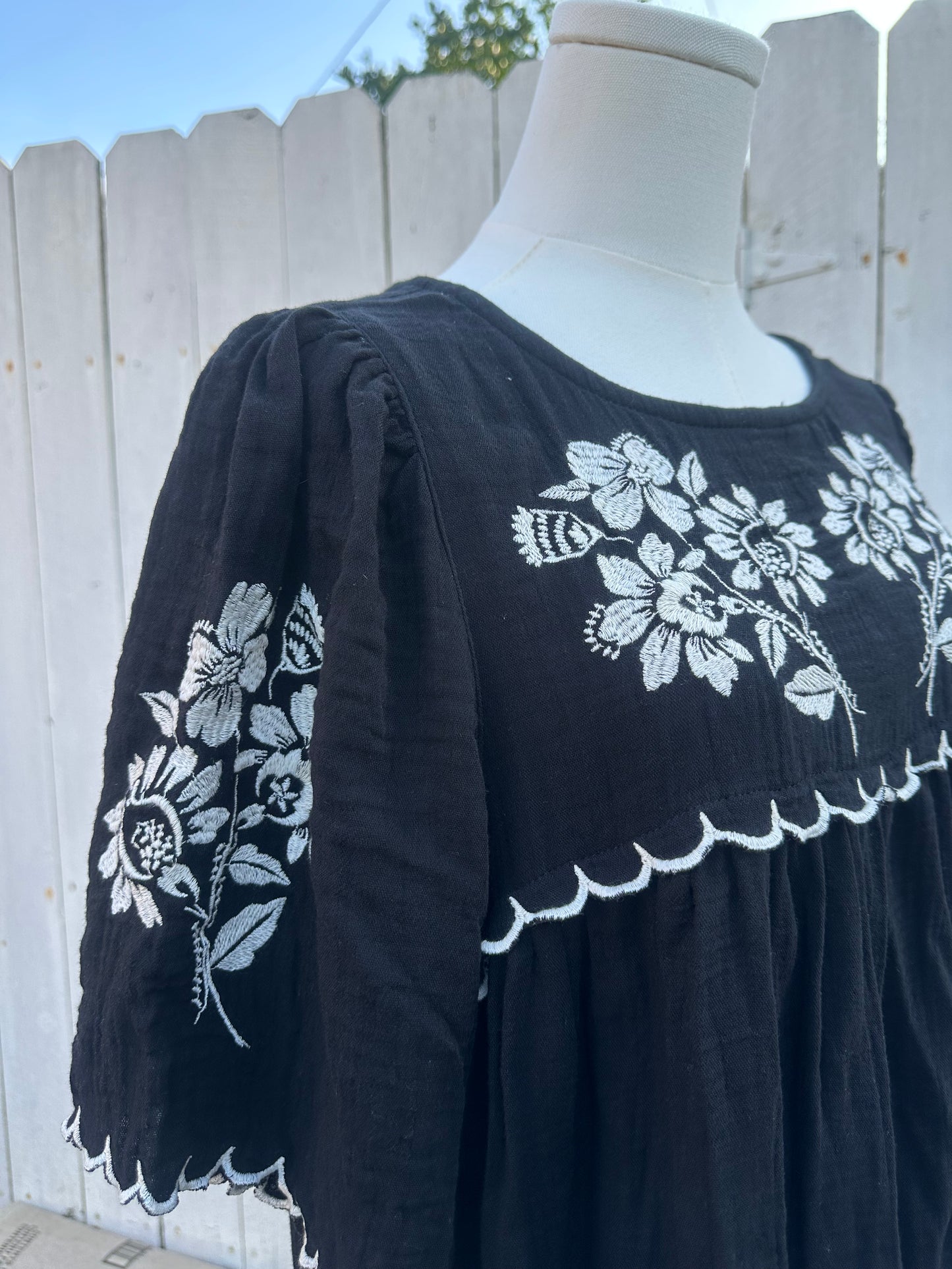 Large Floral Black Blouse