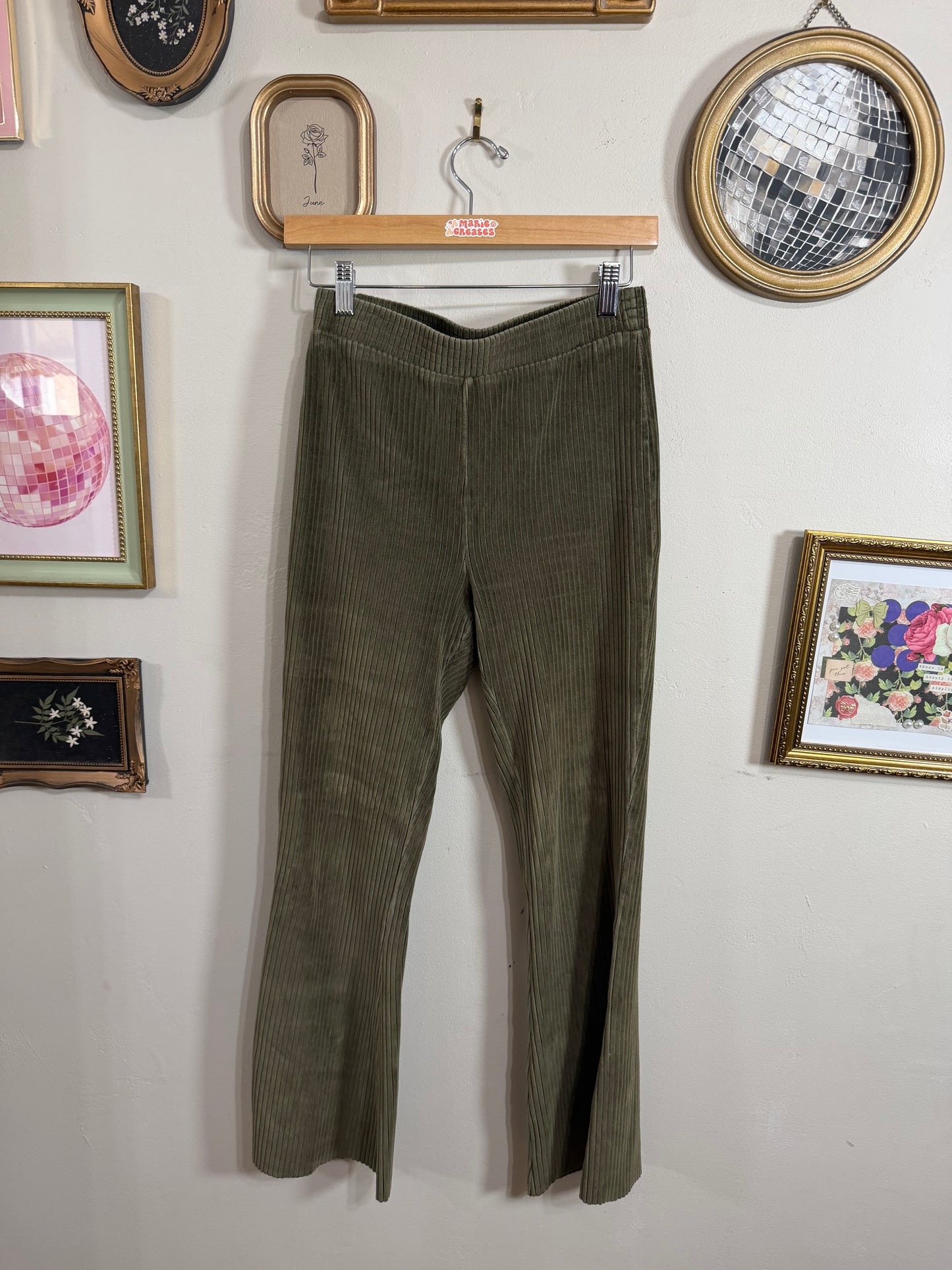 Small Green Corduroy Flare Pants