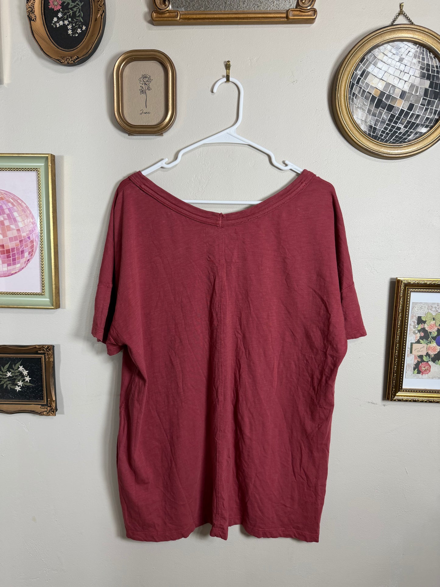 Small (up to XL) Oversized Burgundy Vneck