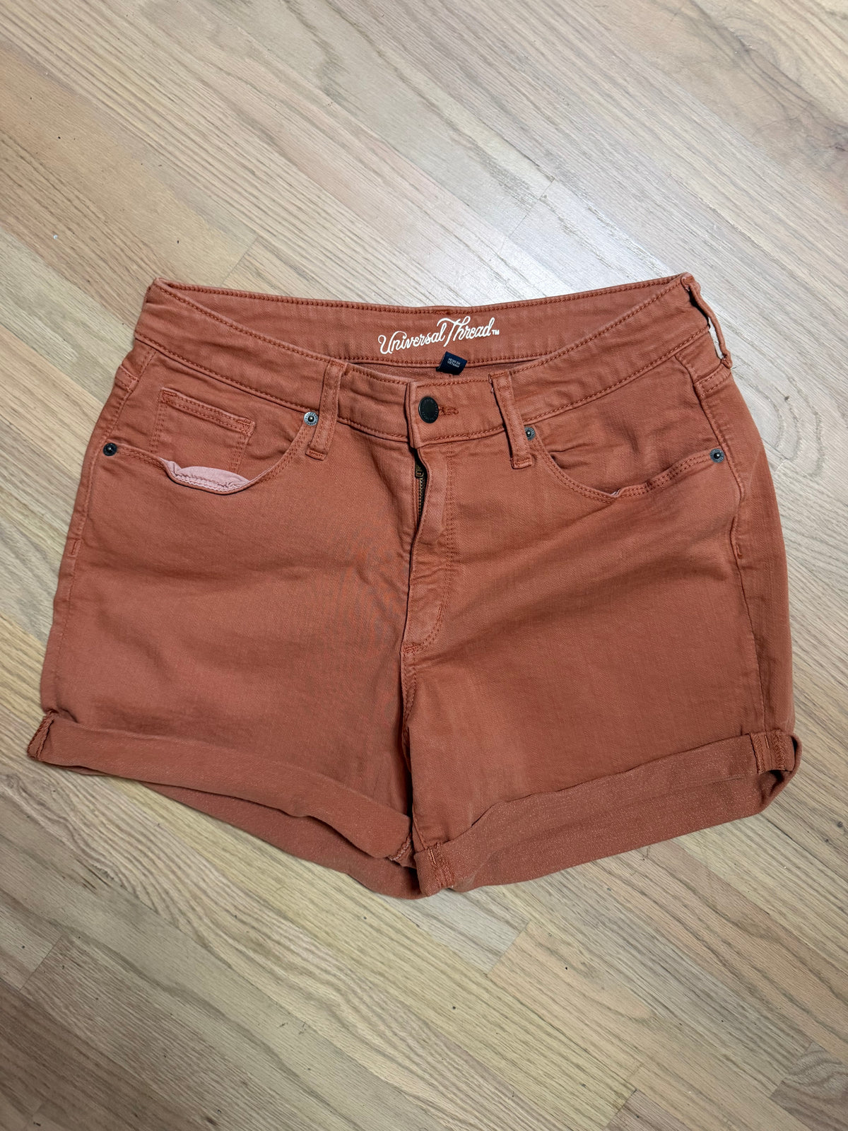 10/30 Burnt Orange High Rise Midi Shorts
