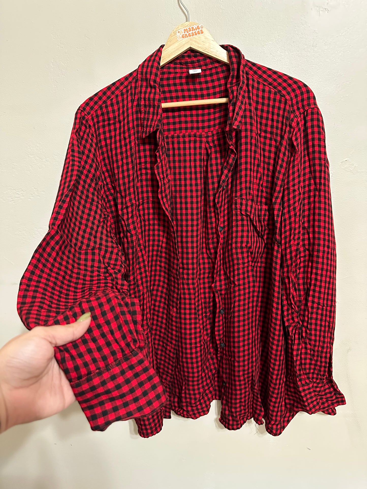 XXL Red/Black Gingham Button Shirt