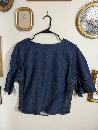 Large Tall NWT Denim Peplum Top