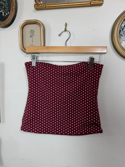 Best for L/XL Burgundy Polka Dot Tube Top
