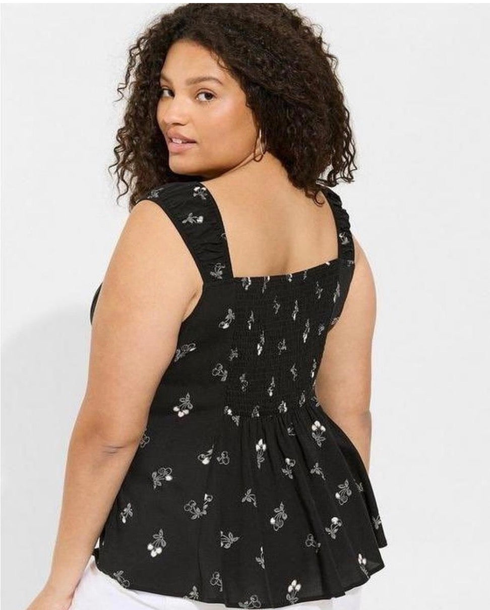 4x Cherry Peplum Challis Corset Tank Top