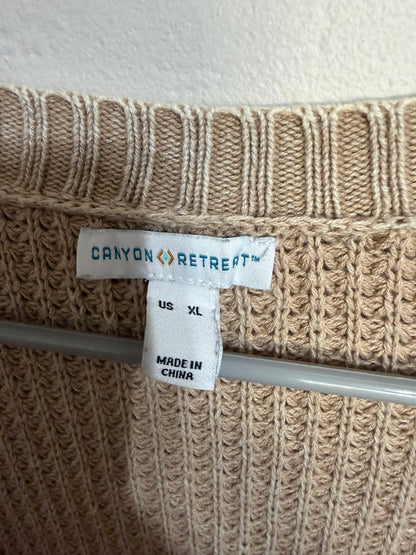 XL Tan Drop Shoulder MixStitch Cardigan