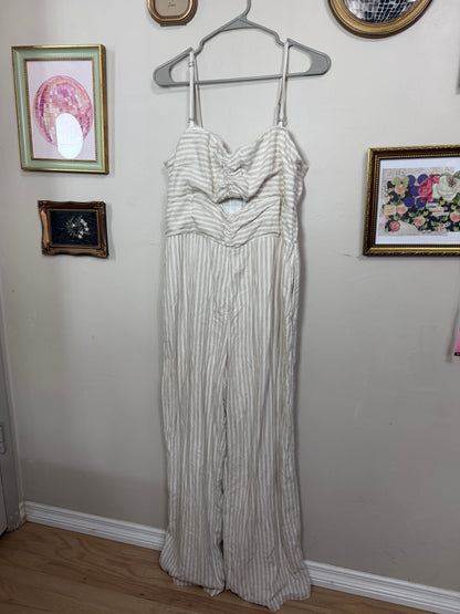 XL Neutral Striped Jumpsuit