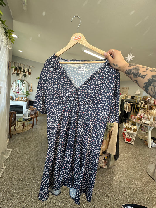 XL Floral Blue Dress