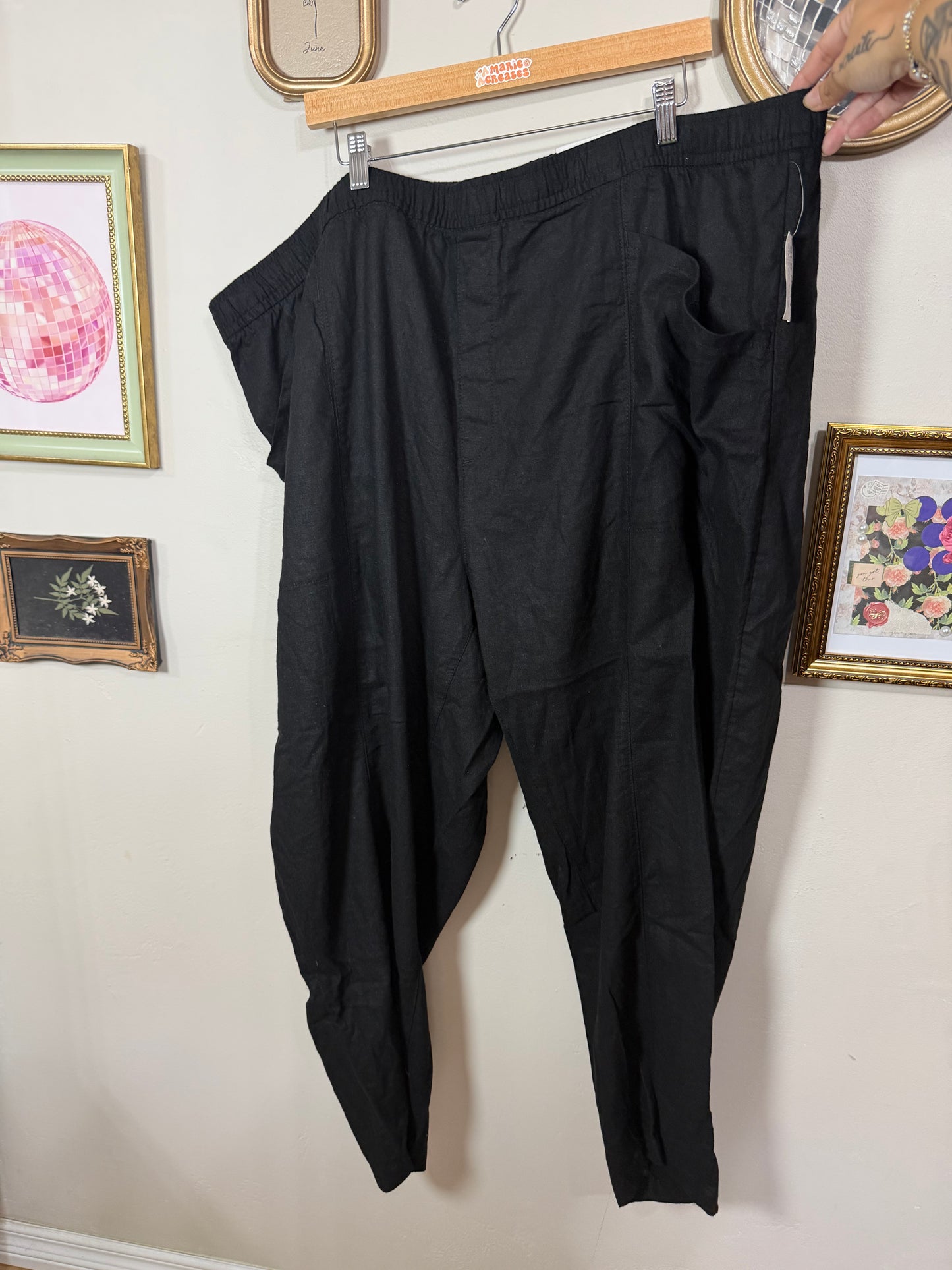 4x NWT Black Linen Wide Leg Pants