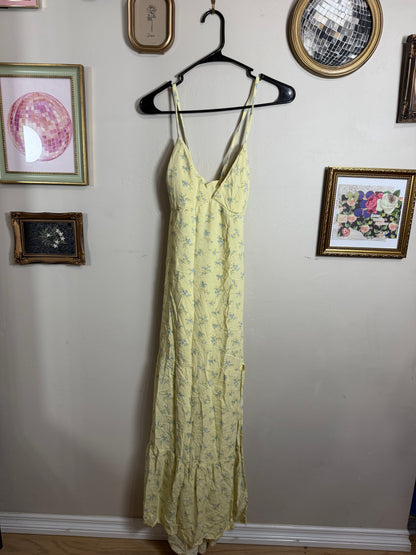 XL Yellow Maxi Dress w/ Criss Cross Tie Back