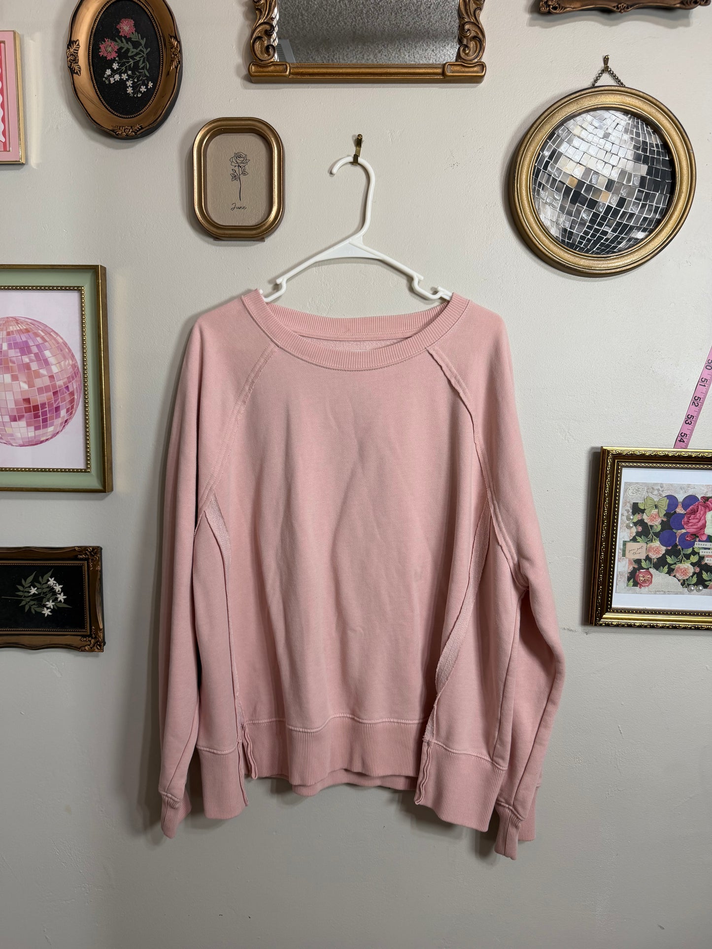 Small Dust Pink Big Hug Crewneck Oversized Sweatshirt