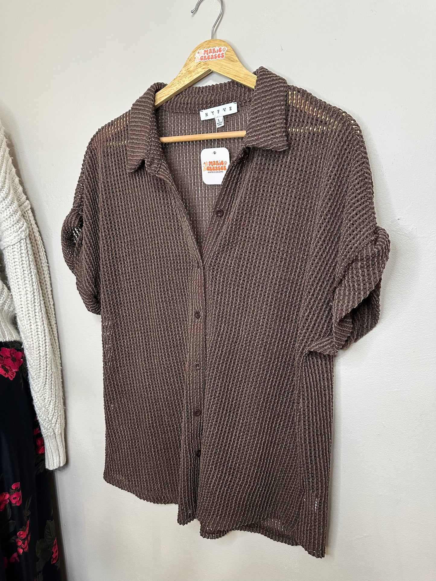 Large Brown Button Top