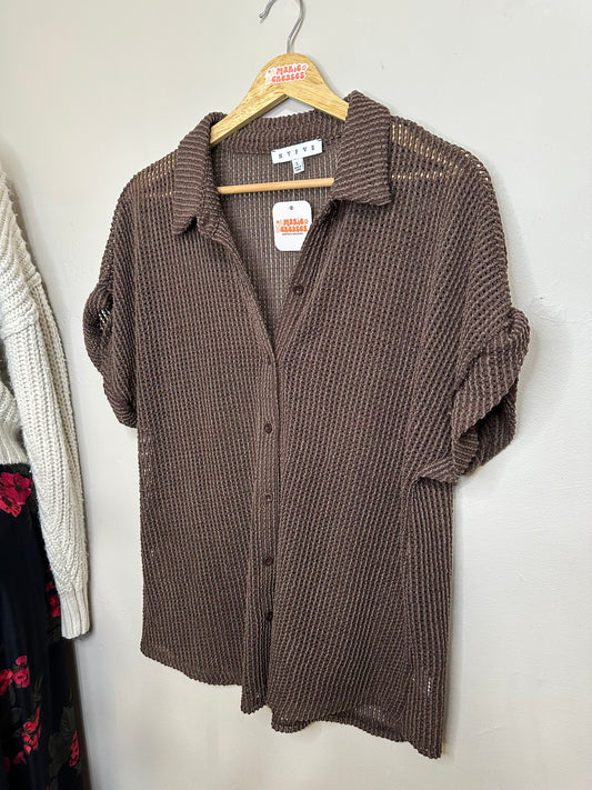 Large Brown Button Top