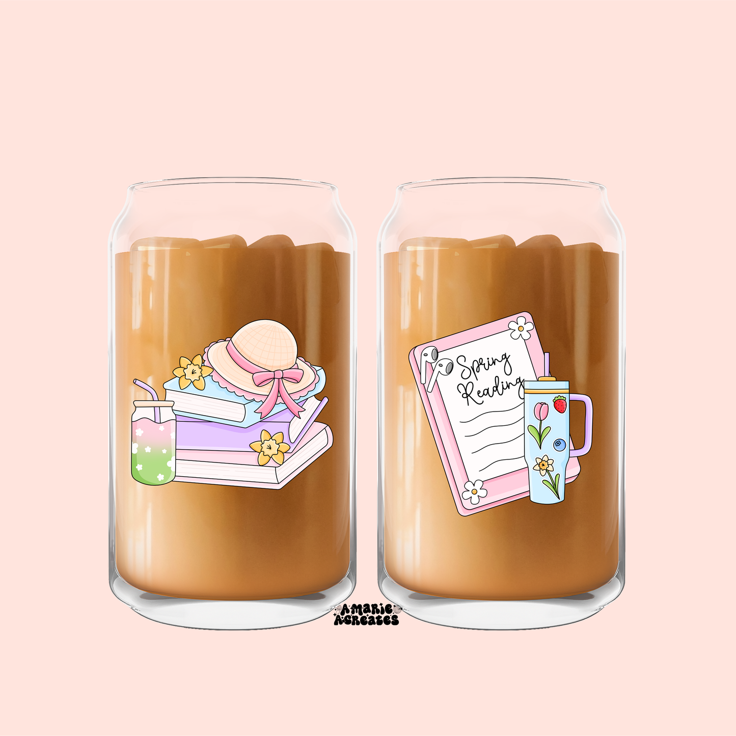 Spring Bookish Glass Cup