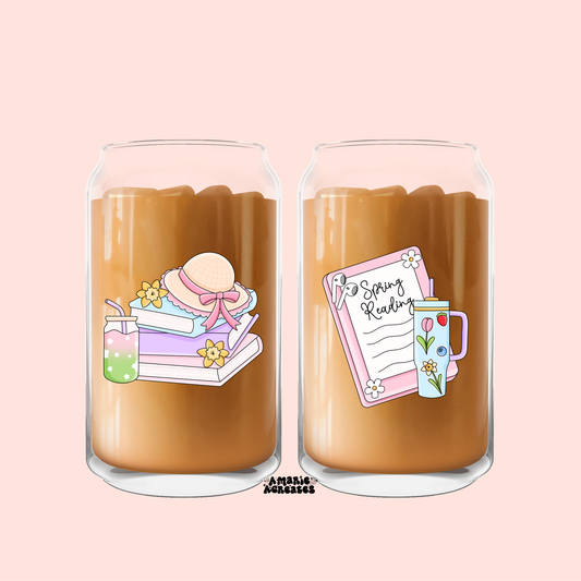 Spring Bookish Glass Cup