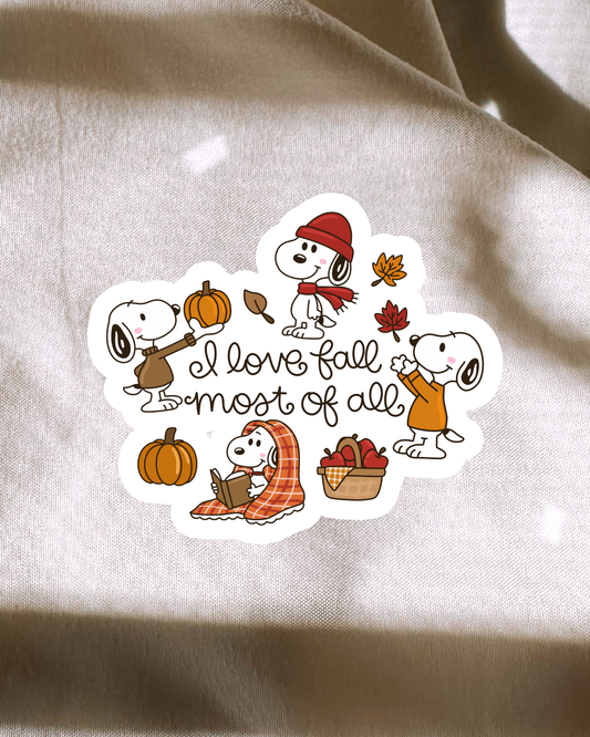 I Love Fall Most Of All Sticker