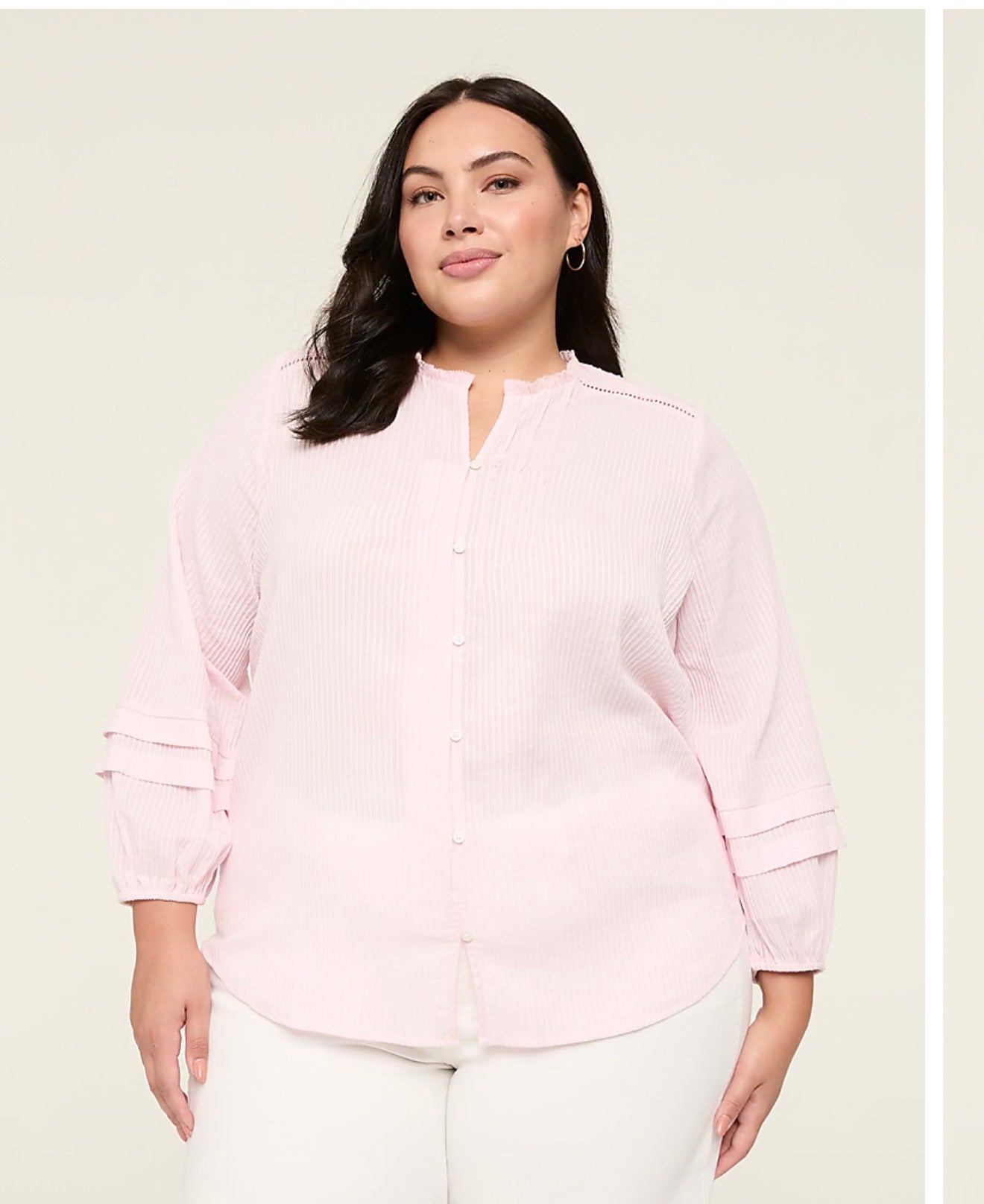 Size 18 Clip Dot Detail Rib Button Down Blouse