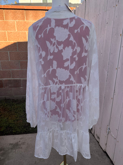 XL/1x White Lace Kimono