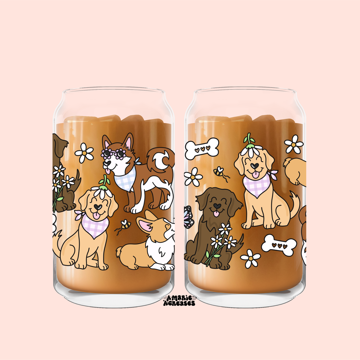 Spring Pups Glass Cup