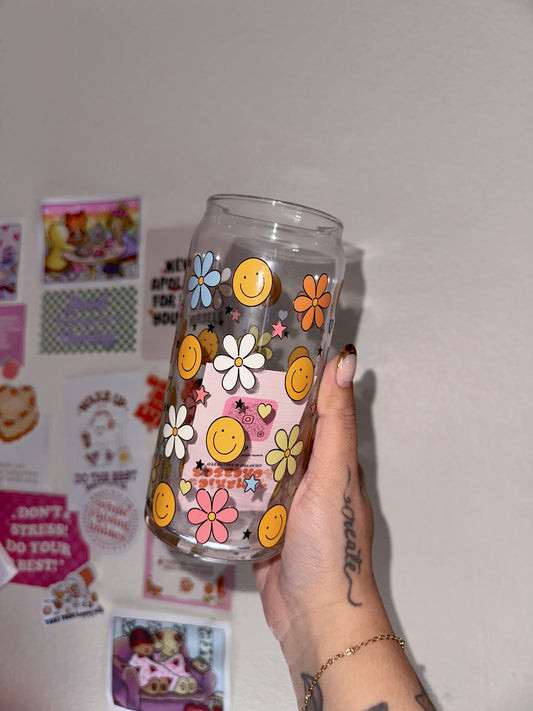 Retro Vibes 20oz Glass Cup