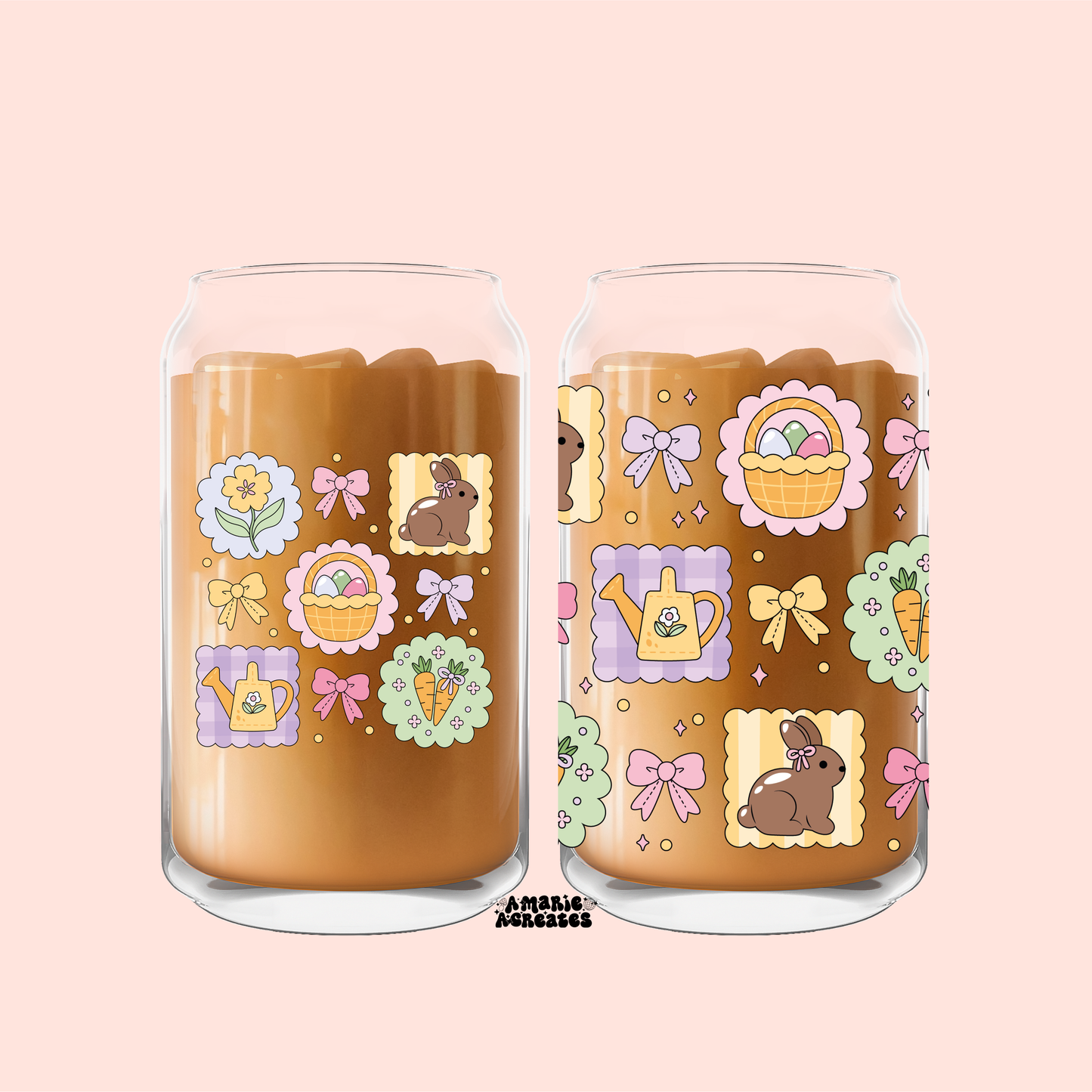 Easter Squares Glass Cup