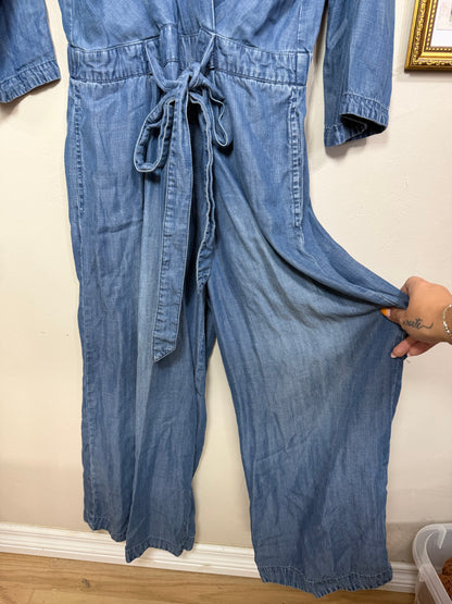 Large Chambray Tie Jumpsuit