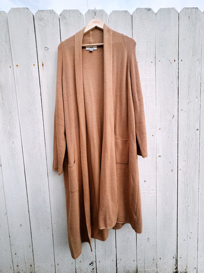 XL-1x Tan Long Cardigan