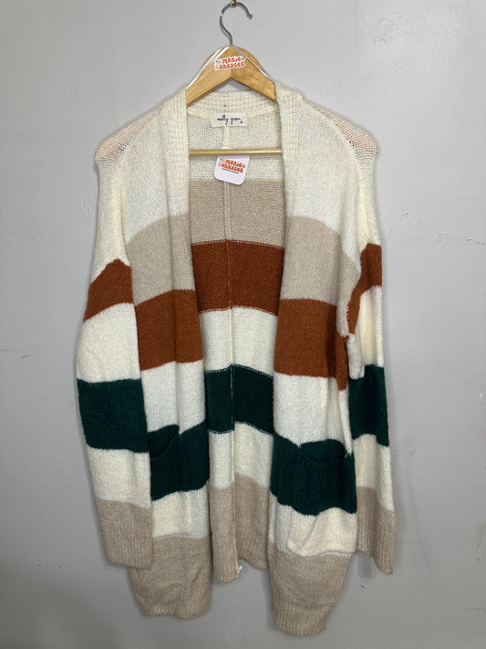 M-XL Tri Striped Cardigan