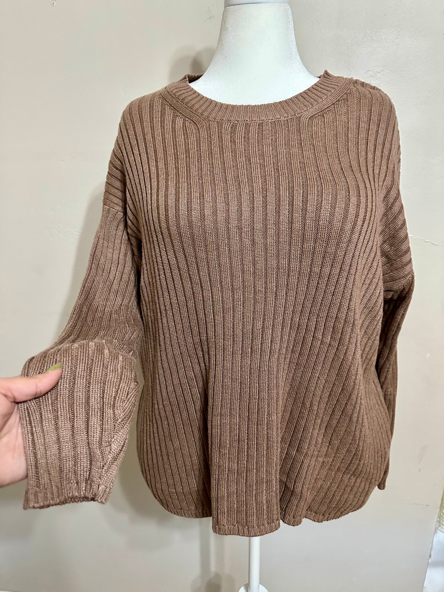 XXL Brown Ribbed Sweater