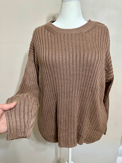 XXL Brown Ribbed Sweater