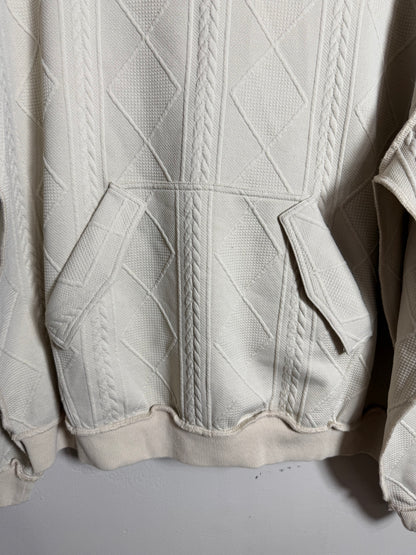 Small Oversized Neutral Textured Sweater w/ Kangaroo Pocket