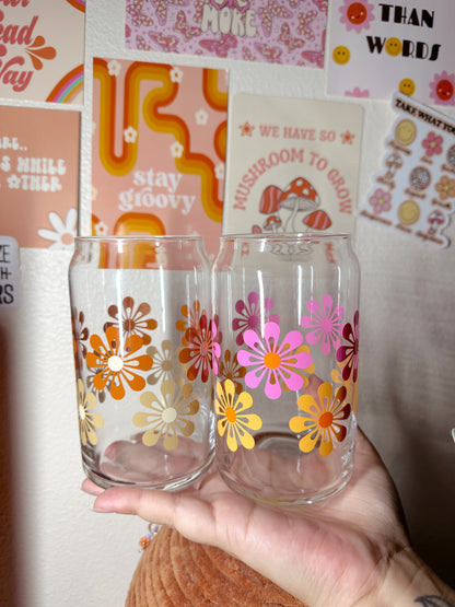 Groovy Flowers Glass Cup