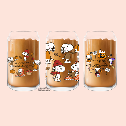 Snoopy Fall/Halloween Glass Cup
