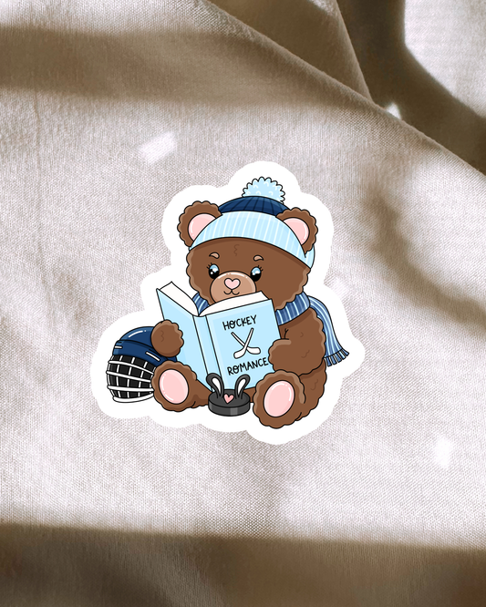 Hockey Romance Bear Sticker