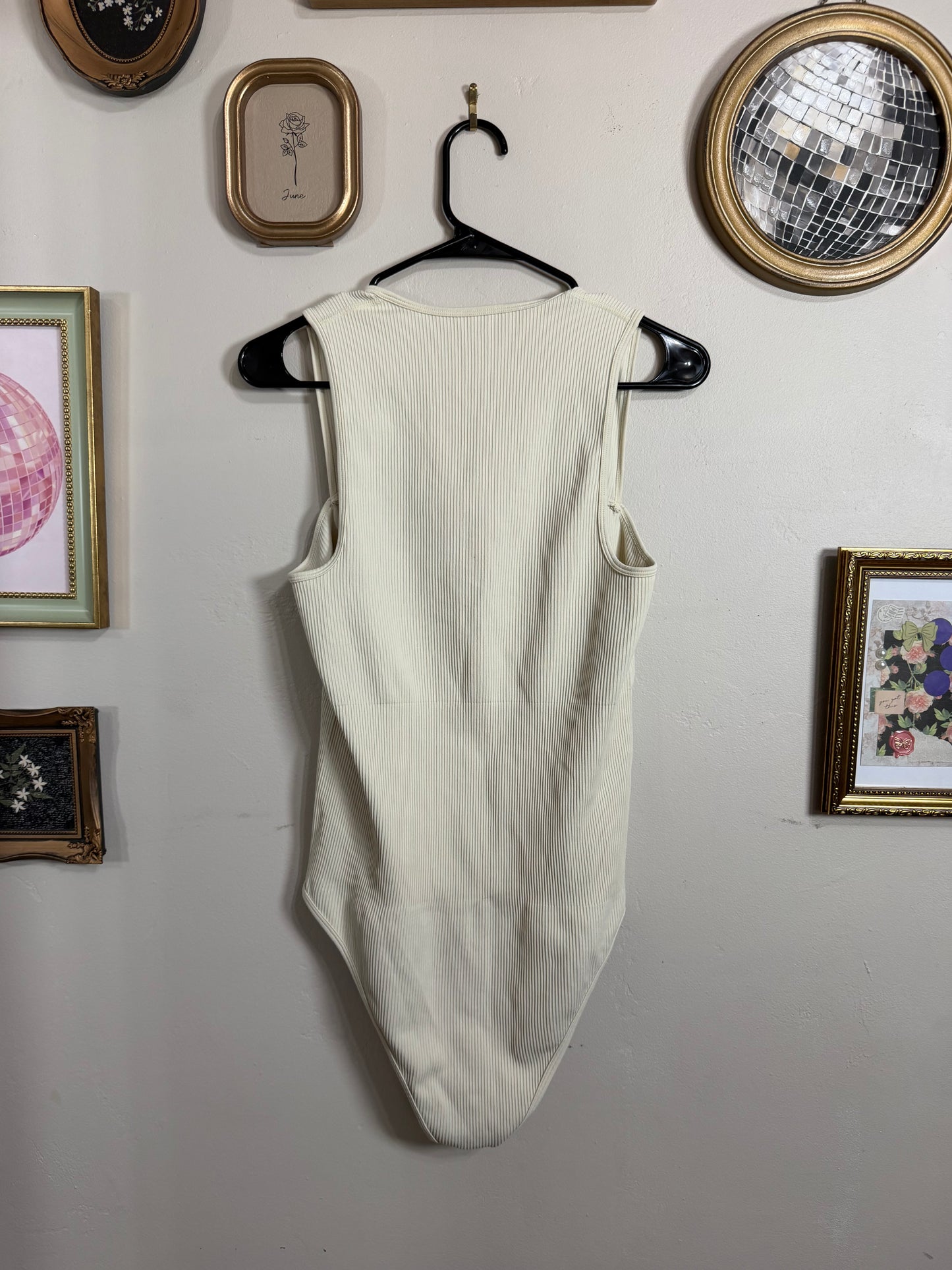 XXL Cream Ribbed Bodysuit